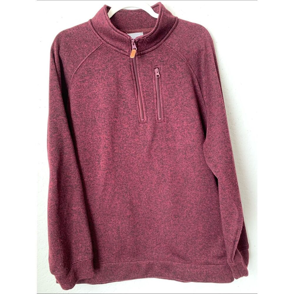 Berkeley Jensen Men's Quarter-Zip Mock Neck Sweater Pullover - Maroon Size XL